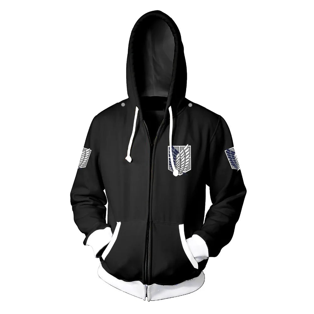 New Anime Attack On Titan hoodie jacket Shingeki no Kyojin Legion Eren cosplay costume Sweatshirts Zipper Hoodies Plus size 5XL