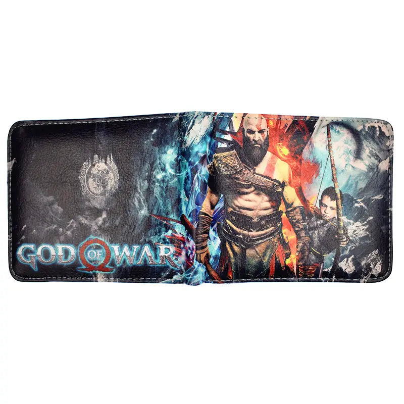 New Arrival Hot Game God of War 4 Kratos Wallet Men's PU Leather Short Purse Credit Card Holder with Coin Pocket