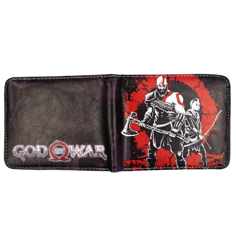 New Arrival Hot Game God of War 4 Kratos Wallet Men's PU Leather Short Purse Credit Card Holder with Coin Pocket