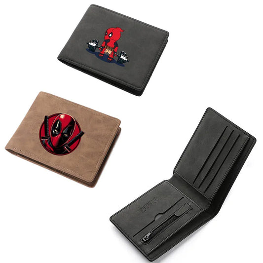 New Deadpool Superhero Men's Leather Wallet New ID Card Holder Zipper Wallet Travel and Foldable Storage Credit Card Coin Purse