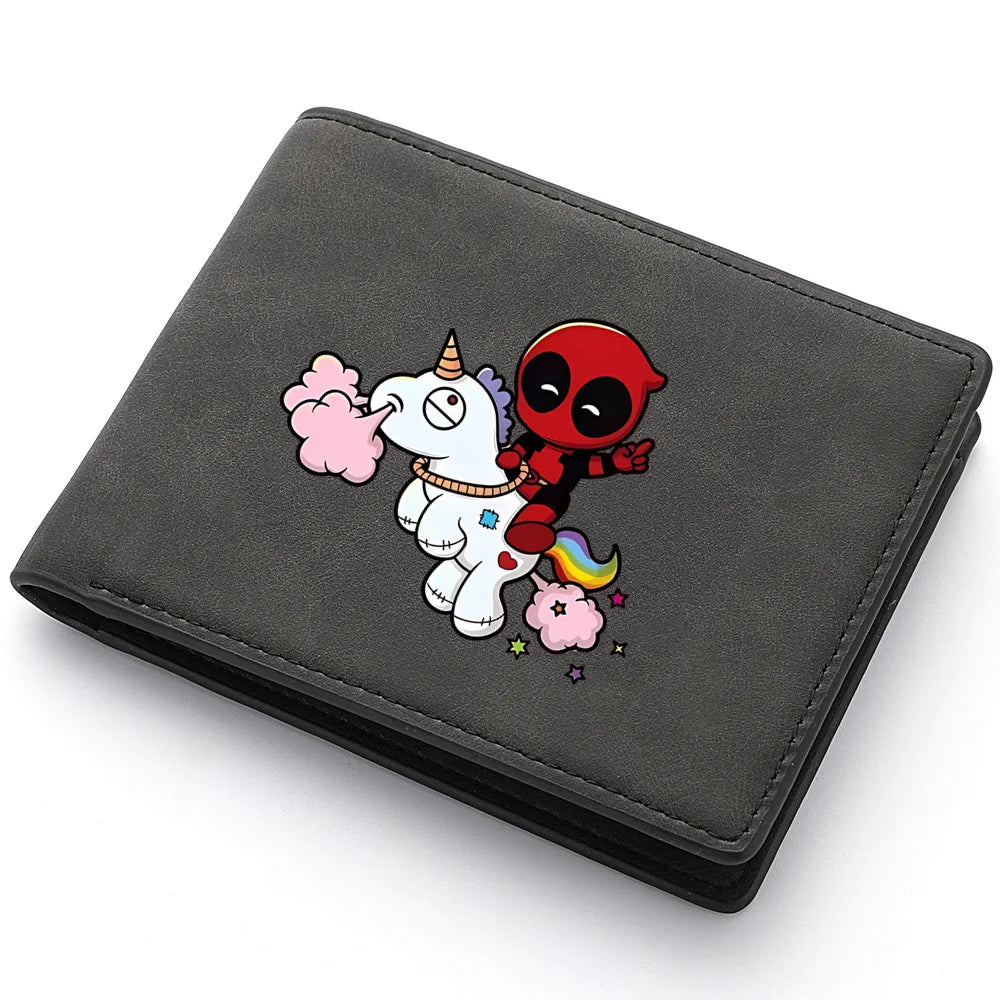 New Deadpool Superhero Men's Leather Wallet New ID Card Holder Zipper Wallet Travel and Foldable Storage Credit Card Coin Purse