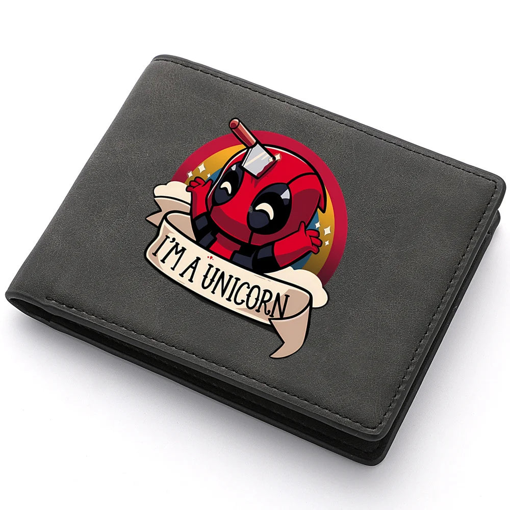 New Deadpool Superhero Men's Leather Wallet New ID Card Holder Zipper Wallet Travel and Foldable Storage Credit Card Coin Purse