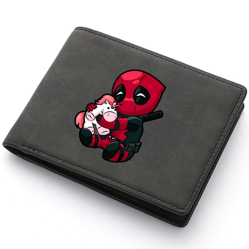 New Deadpool Superhero Men's Leather Wallet New ID Card Holder Zipper Wallet Travel and Foldable Storage Credit Card Coin Purse