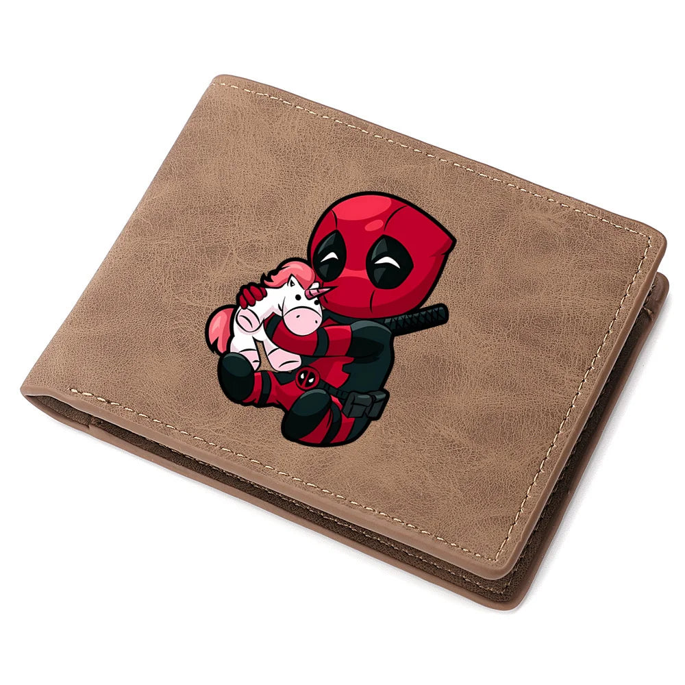 New Deadpool Superhero Men's Leather Wallet New ID Card Holder Zipper Wallet Travel and Foldable Storage Credit Card Coin Purse