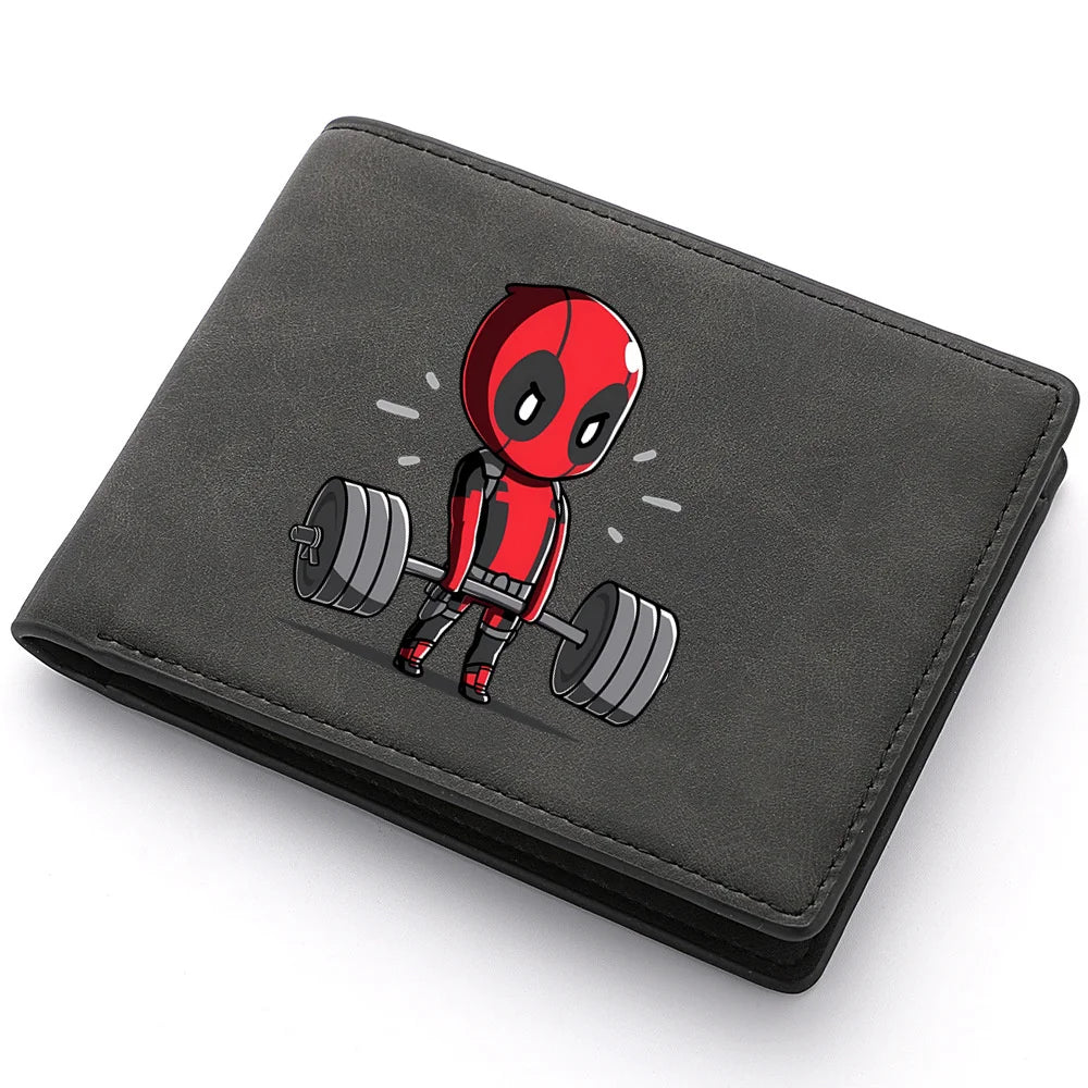 New Deadpool Superhero Men's Leather Wallet New ID Card Holder Zipper Wallet Travel and Foldable Storage Credit Card Coin Purse