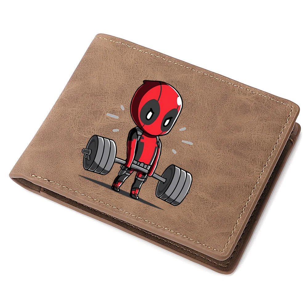 New Deadpool Superhero Men's Leather Wallet New ID Card Holder Zipper Wallet Travel and Foldable Storage Credit Card Coin Purse