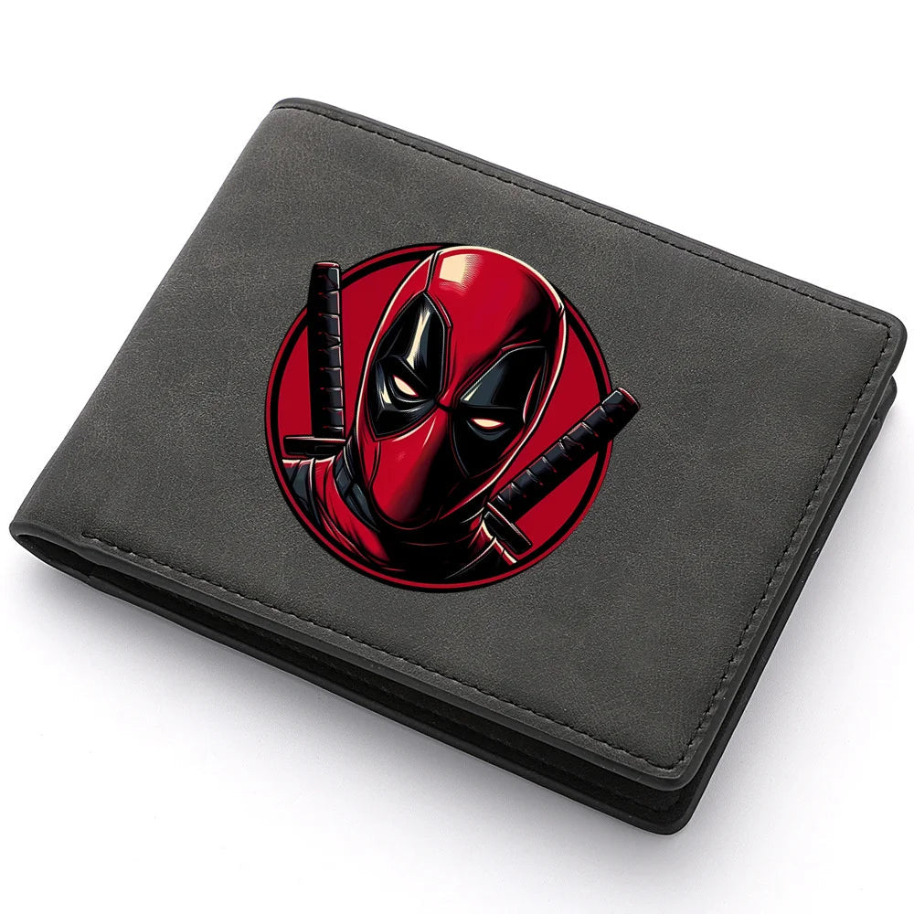 New Deadpool Superhero Men's Leather Wallet New ID Card Holder Zipper Wallet Travel and Foldable Storage Credit Card Coin Purse