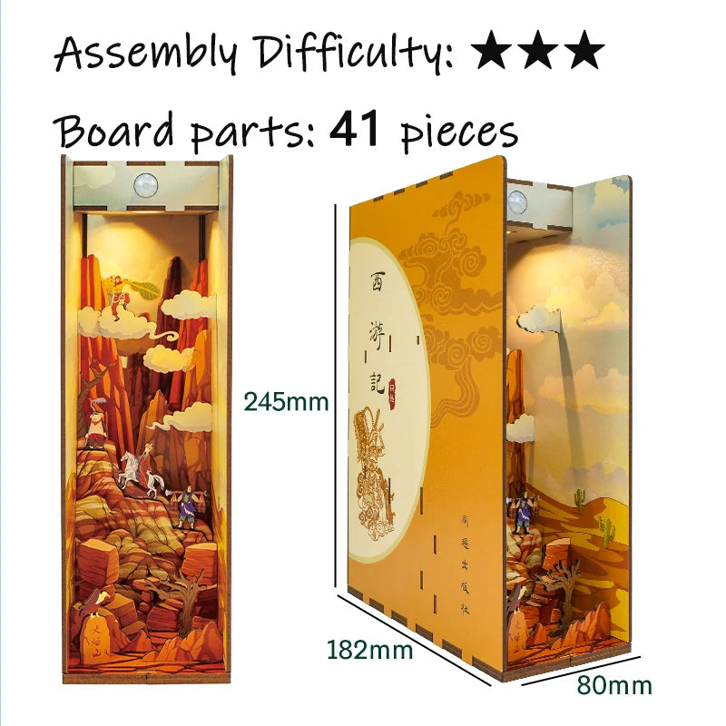 New Diy Wooden Book Nook Shelf Insert Kits Miniature Anime Building Dollhouse Alley Bookends Suitable For Office Home Decoration