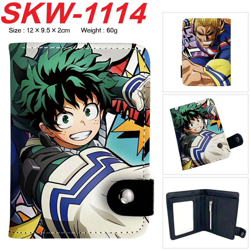 new My Hero Academia Cartoon Anime Short Wallet Vertical style with buttons can hold coins