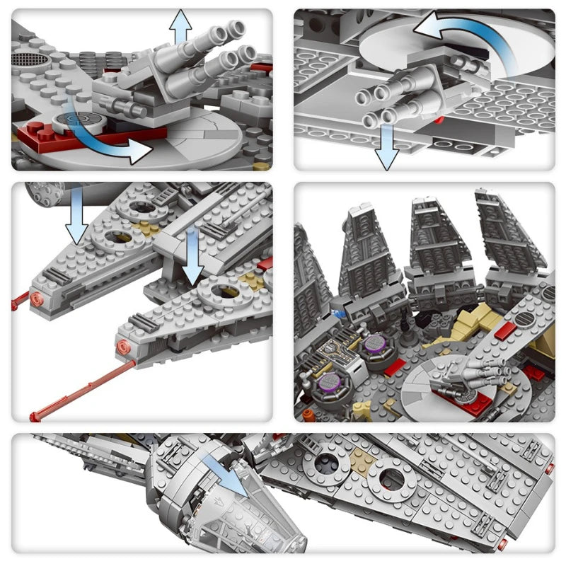 New Spaceship Bricks Stars Fighter Space For Millennium  Set Falcon Ship 75105 Model Building Blocks Kit Toys For Children