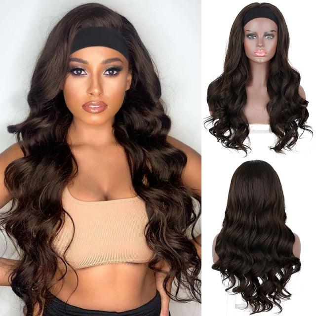 Long Body Wave Black Wig Synthetic Wigs for Black Women Middle Part Brown Red Pink Purple Cosplay Hair Wigs For Black Women Cosplay Wigs For Women