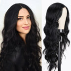 Long Body Wave Black Wig Synthetic Wigs for Black Women Middle Part Brown Red Pink Purple Cosplay Hair Wigs For Black Women Cosplay Wigs For Women