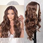 Long Body Wave Black Wig Synthetic Wigs for Black Women Middle Part Brown Red Pink Purple Cosplay Hair Wigs For Black Women Cosplay Wigs For Women
