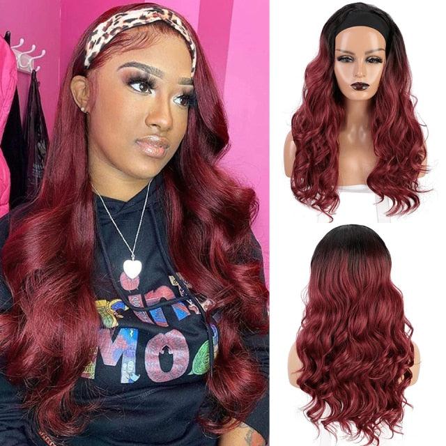 Long Body Wave Black Wig Synthetic Wigs for Black Women Middle Part Brown Red Pink Purple Cosplay Hair Wigs For Black Women Cosplay Wigs For Women