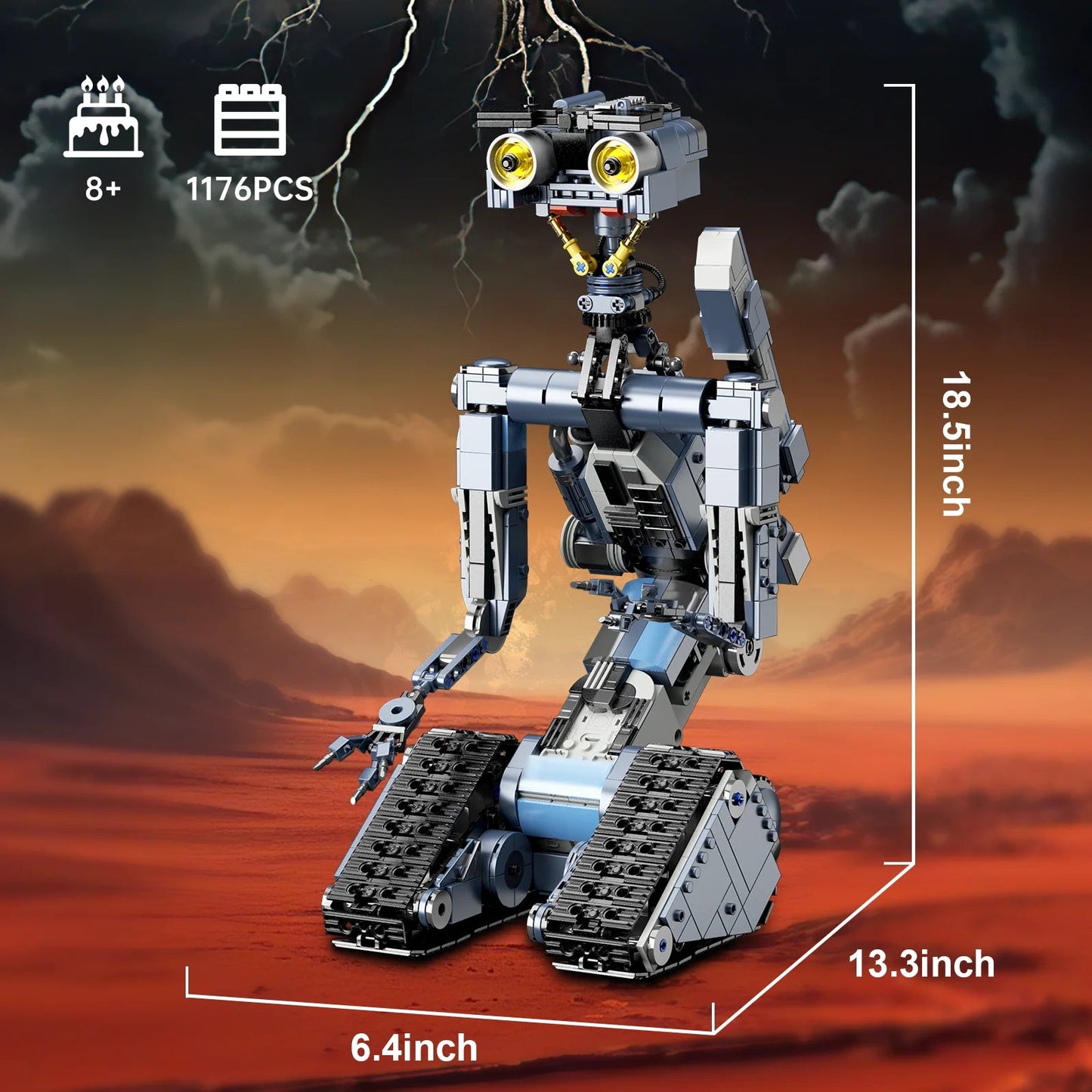 New with Motor Short Circuit Johnny 5 Robot Building Block Set 1176 PCS