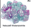 Nebula Wisteria Blue/Purple Luminary 7-Dice/16mm/12mm/30mm/Ten10's - 7-Dice Set