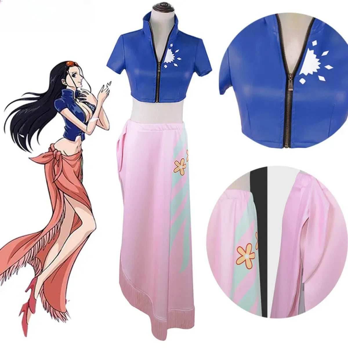 Nico Robin Cosplay Costume – One Piece Top and Skirt Outfit - S / Costume and wig
