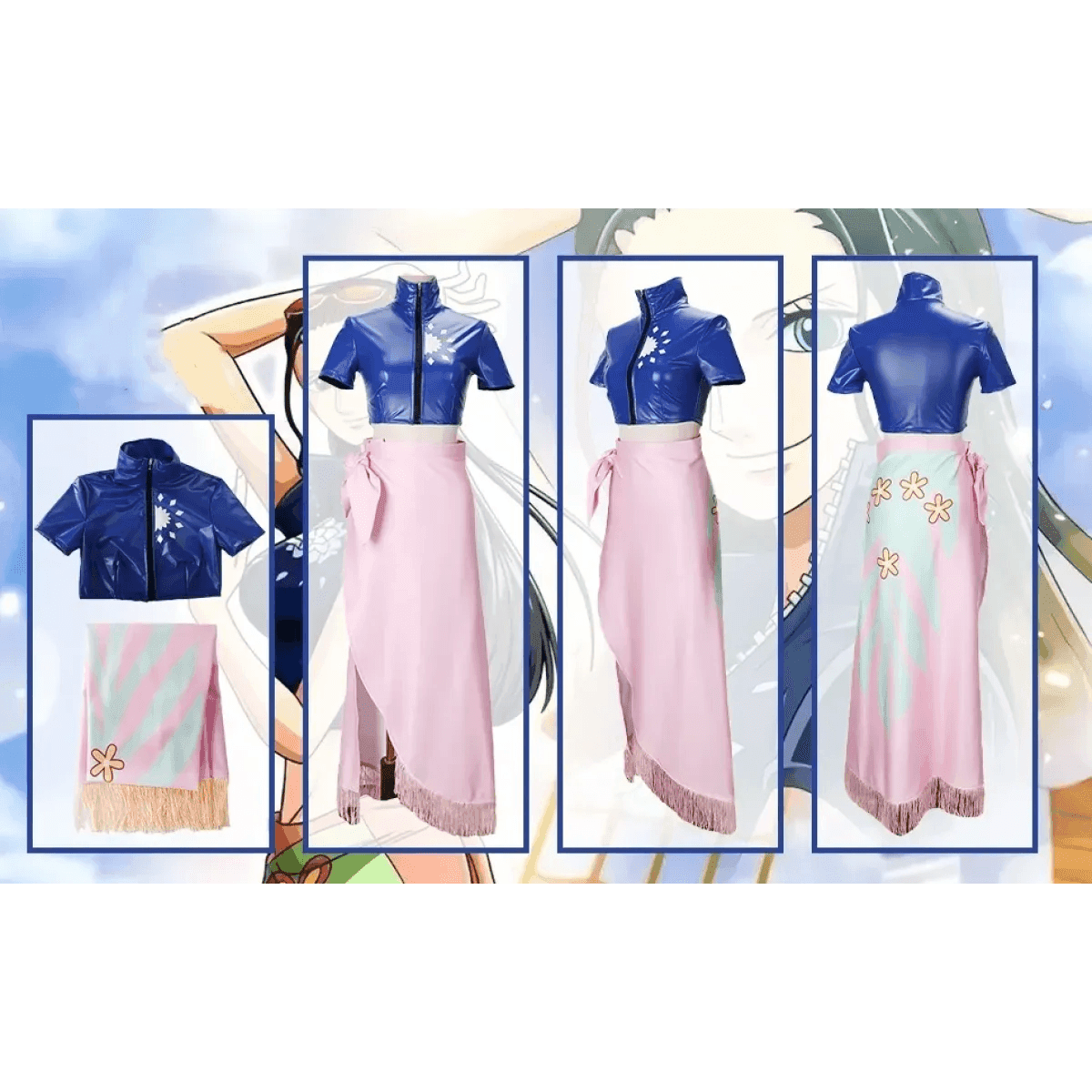 Nico Robin Cosplay Costume – One Piece Top and Skirt Outfit - S / Costume and wig