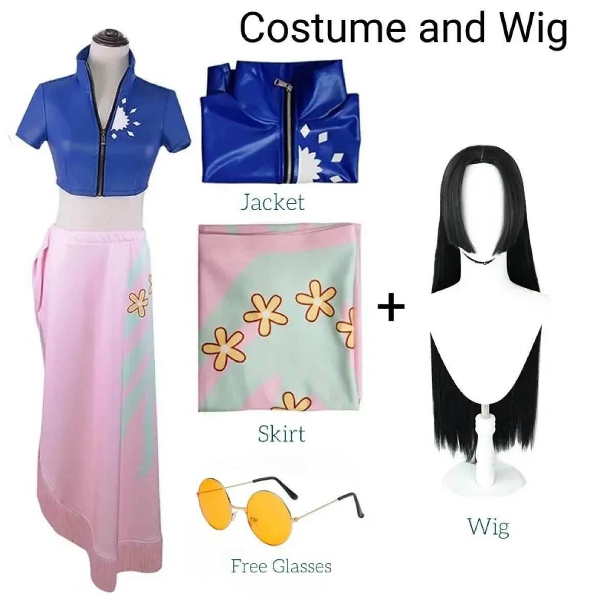 Nico Robin Cosplay Costume – One Piece Top and Skirt Outfit - S / Costume and wig