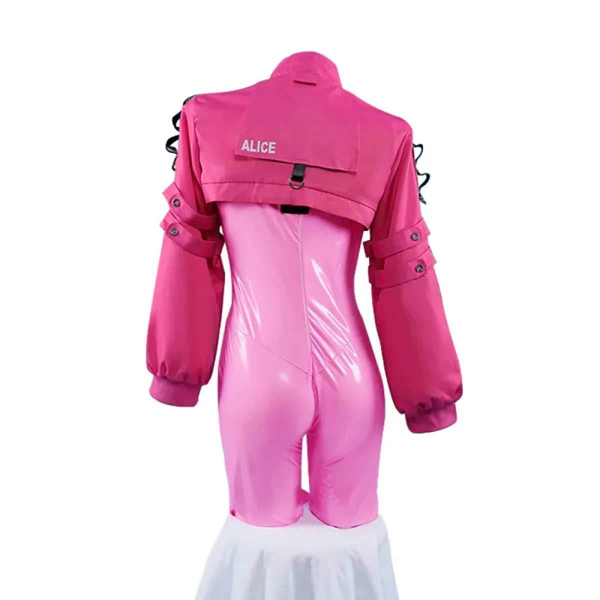 Nikki Alice Cosplay Costume – Pink Bodysuit, Jacket, Wig & Ears Set - Costume Only / S