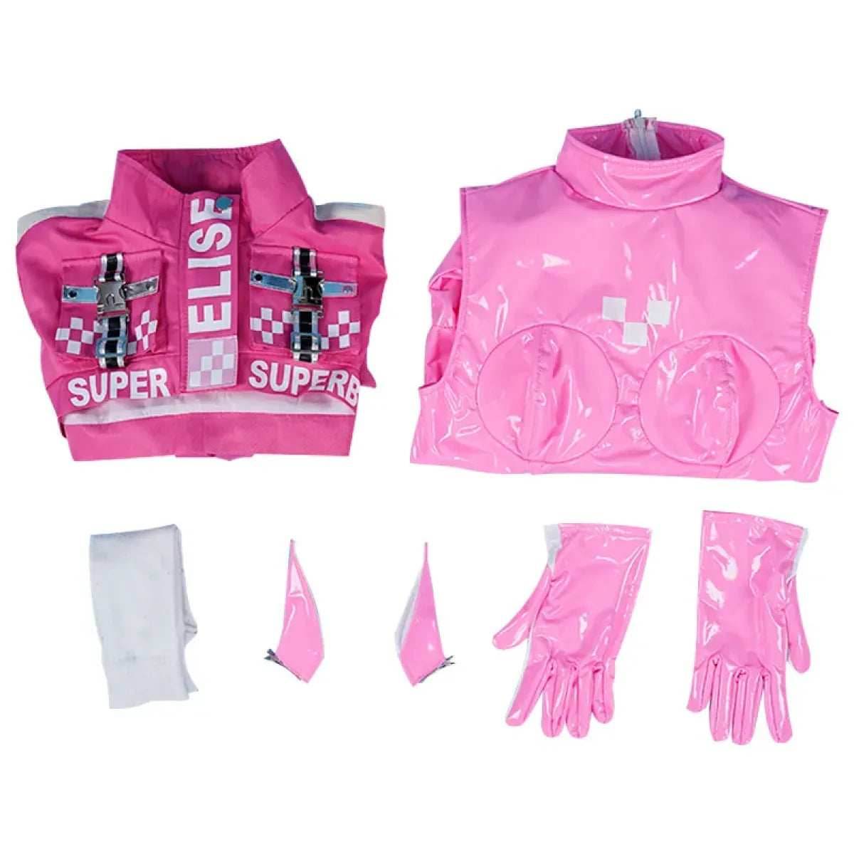 Nikki Alice Cosplay Costume – Pink Bodysuit, Jacket, Wig & Ears Set - Costume Only / S