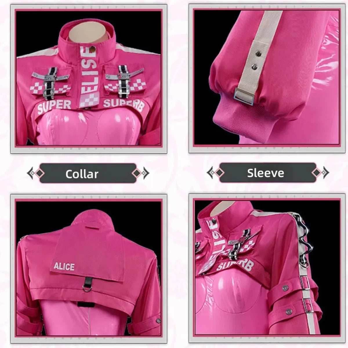 Nikki Alice Cosplay Costume – Pink Bodysuit, Jacket, Wig & Ears Set - Costume Only / S