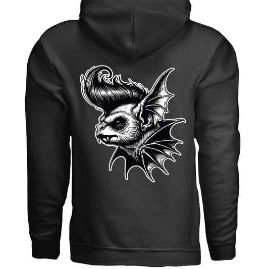 Grave Digs Rockabilly Punk Bat Unisex Hoodie - BLACK / XS