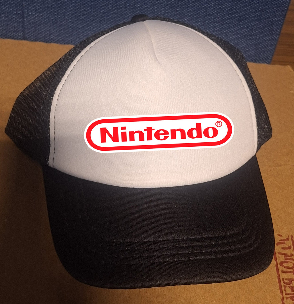Adjustable Trucker Baseball Cap Featuring Nintendo NES Retro Video Game Logo