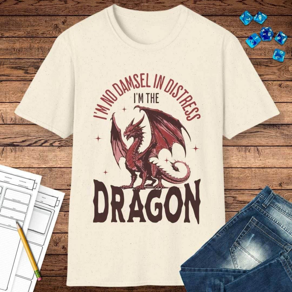 No Damsel In Distress Dragon Feminism Shirt - Natural / S