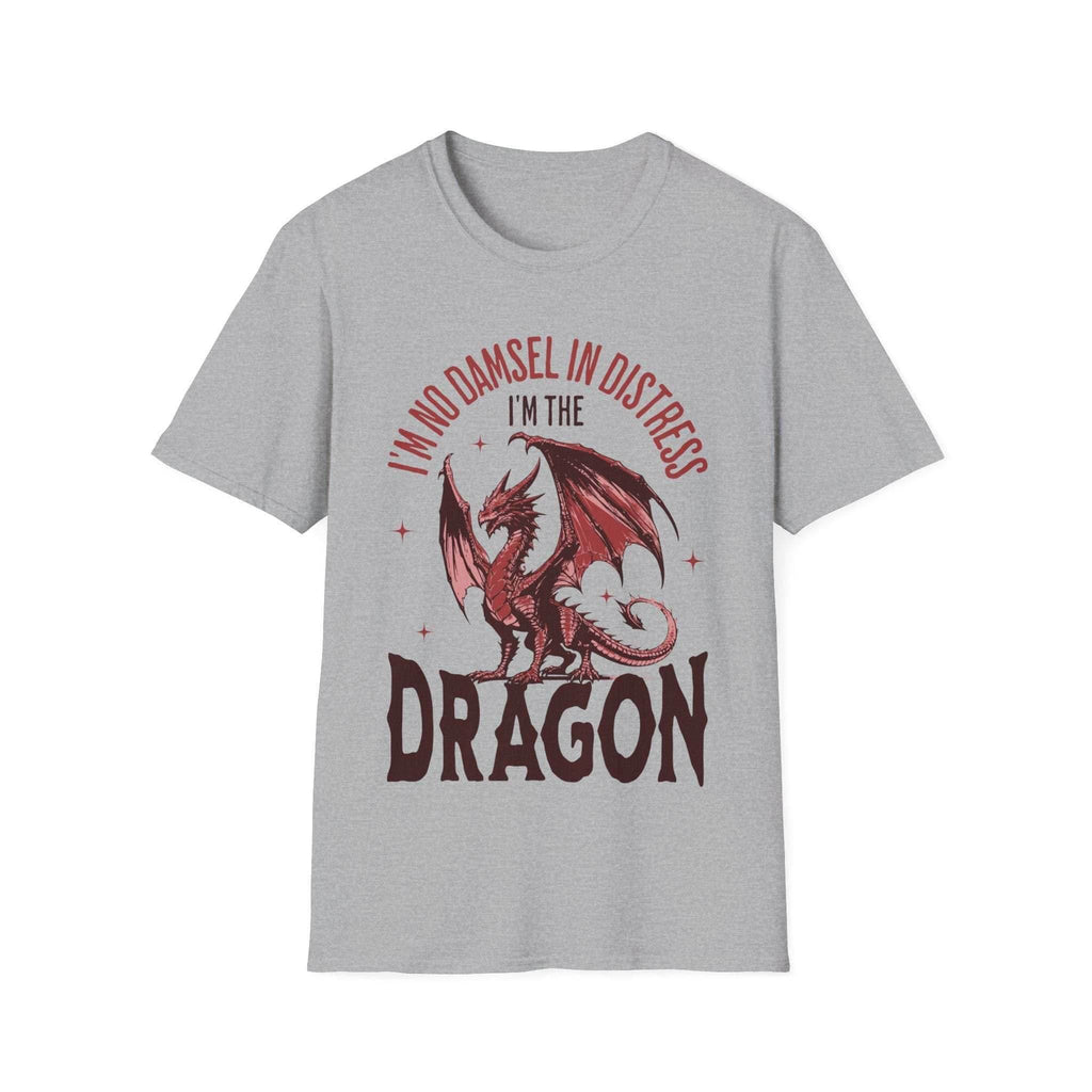No Damsel In Distress Dragon Feminism Shirt - Sport Grey / S