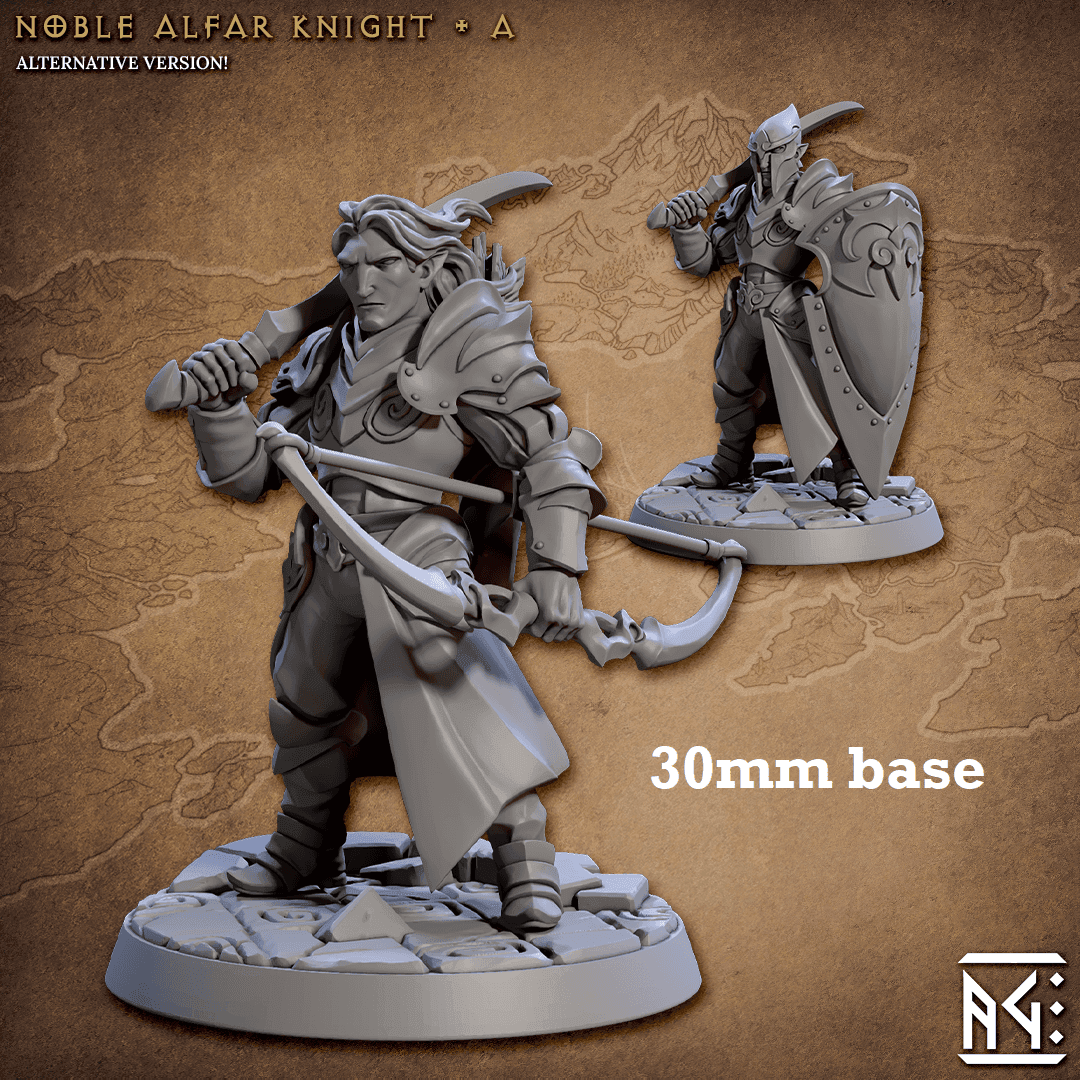 Noble Alfar Knight: Sculpt A (Male High Elf Paladin) - No Helmet / Bow