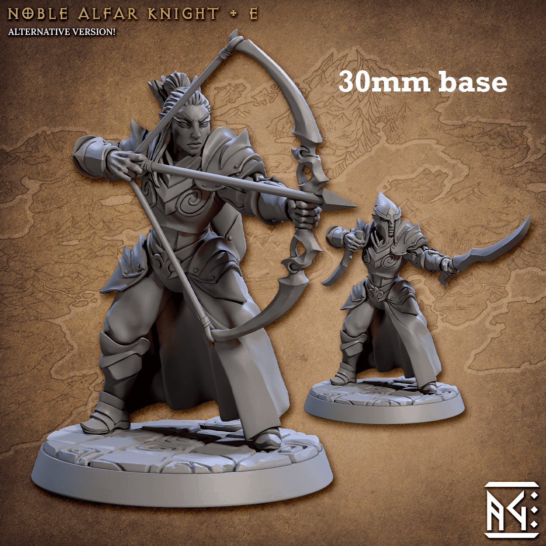 Noble Alfar Knight: Sculpt E (Female High Elf Ranger / Assassin) - No Helmet / Bow