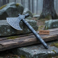 Artisan Damascus Smoking Axe – Functional Tobacco Pipe with Sculpted Hardwood Shaft