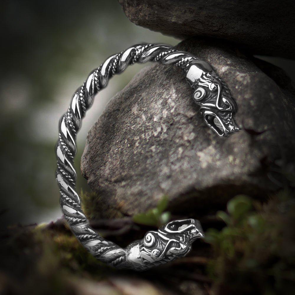 Bracelet Torc en acier torsadé ours nordique