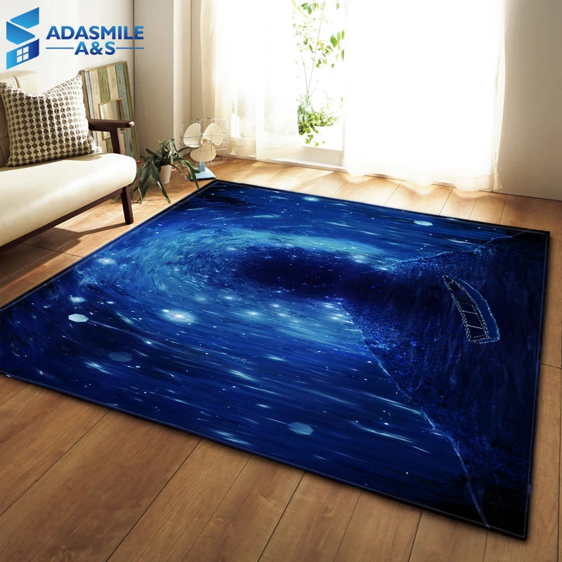 Nordic Carpets Soft Flannel 3D Printed Area Rugs Parlor Galaxy Space Mat Rugs Anti-slip Large Rug Carpet for Living Room Decor