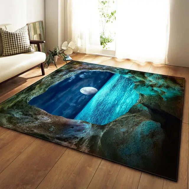 Nordic Carpets Soft Flannel 3D Printed Area Rugs Parlor Galaxy Space Mat Rugs Anti-slip Large Rug Carpet for Living Room Decor