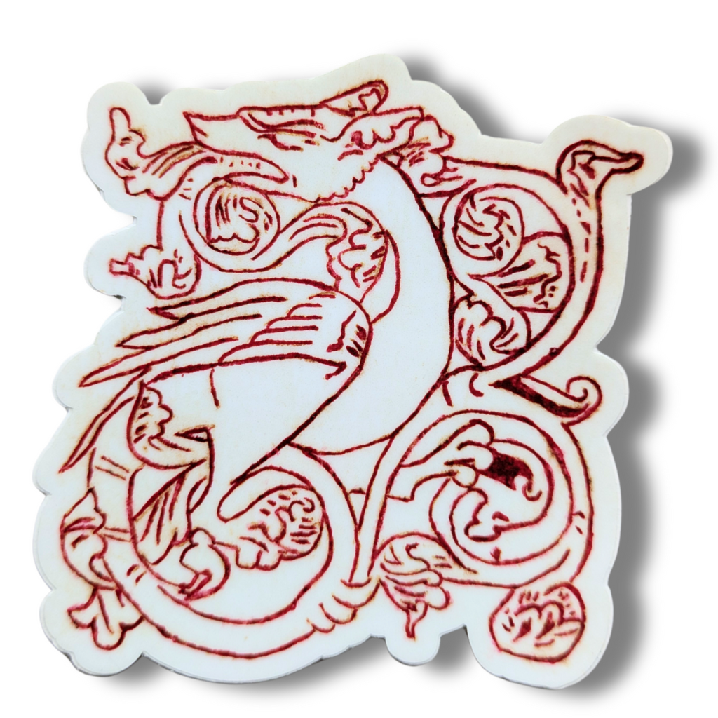 Ancient Nordic Dragon Ornamental Sticker - Vintage Scandinavian Art Decal