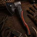 Norse Engraved Camping Axe – 1095 Carbon Steel & Rosewood Handle