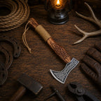 Runic Viking Axe – 1095 Carbon Steel with Norse Engraved Ash Wood Handle