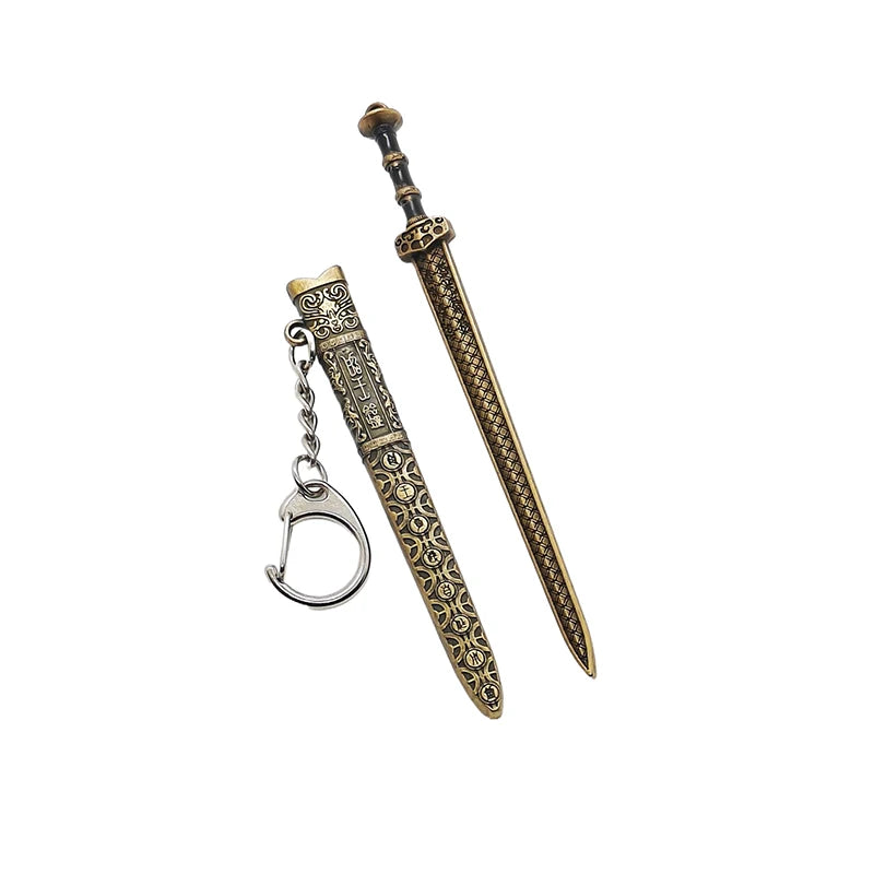 Novelty Mini Sword Shape Pendant Keychain Creative Weapon Model Toy Key Ring Fashion Backpack Decoration Accessories Gifts