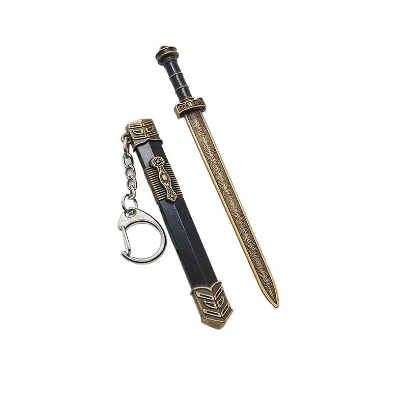 Novelty Mini Sword Shape Pendant Keychain Creative Weapon Model Toy Key Ring Fashion Backpack Decoration Accessories Gifts