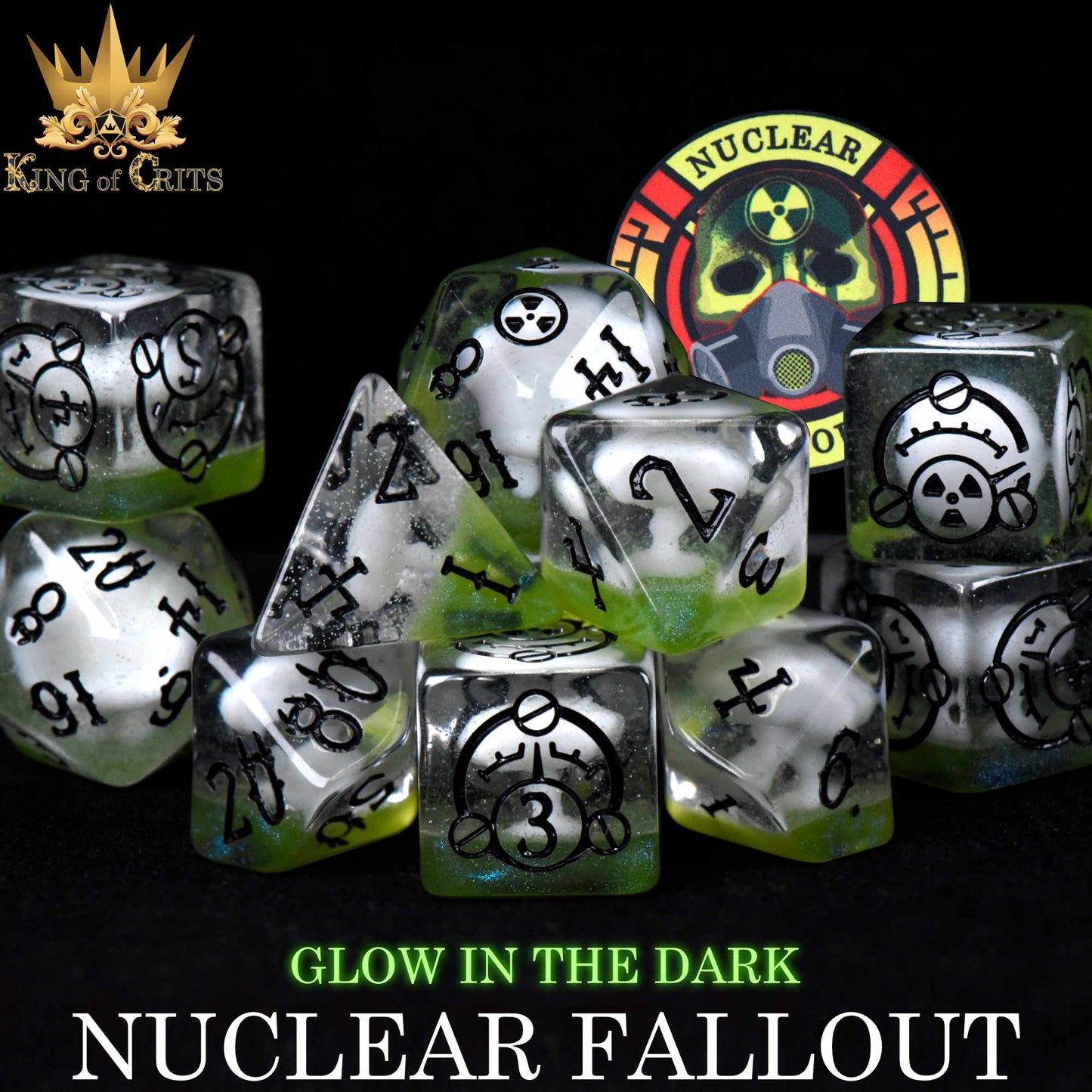 Nuclear Fallout 11 Dice Set (Glow)