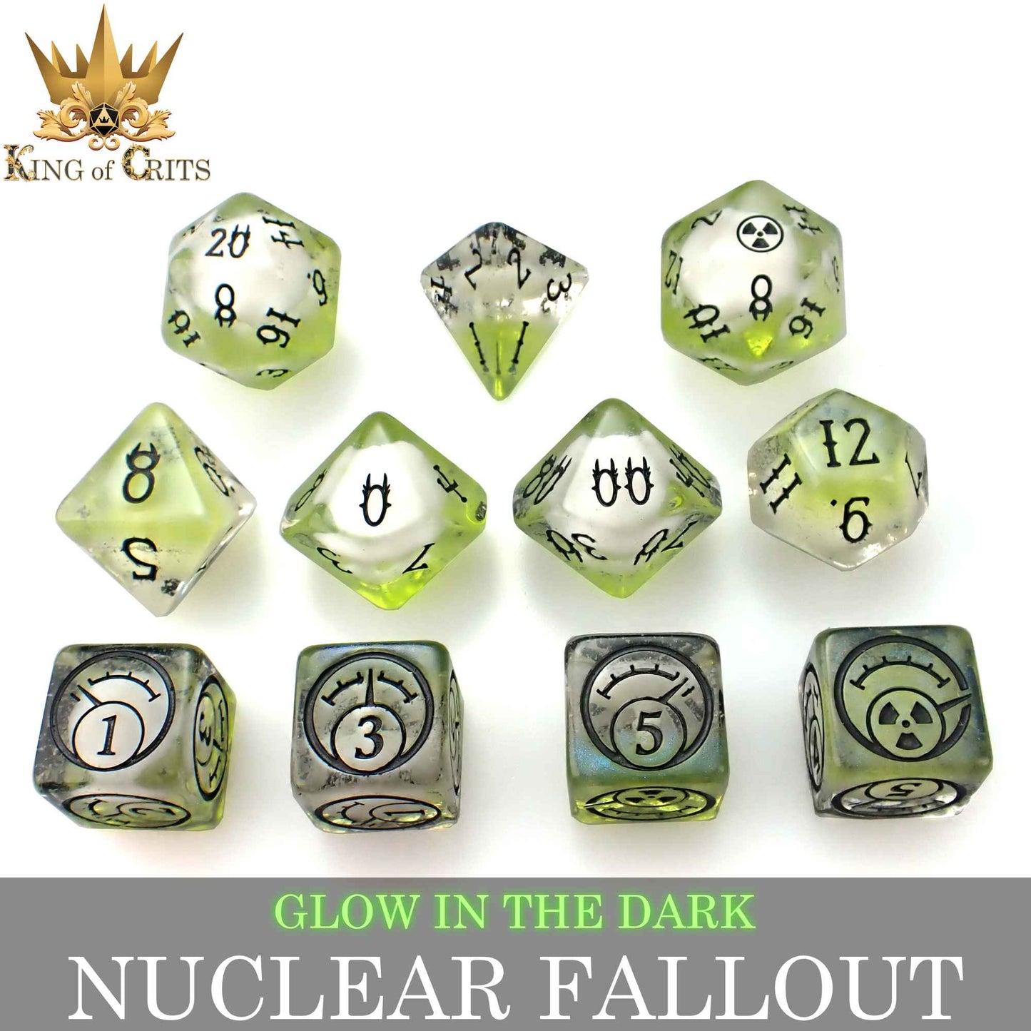 Nuclear Fallout 11 Dice Set (Glow)