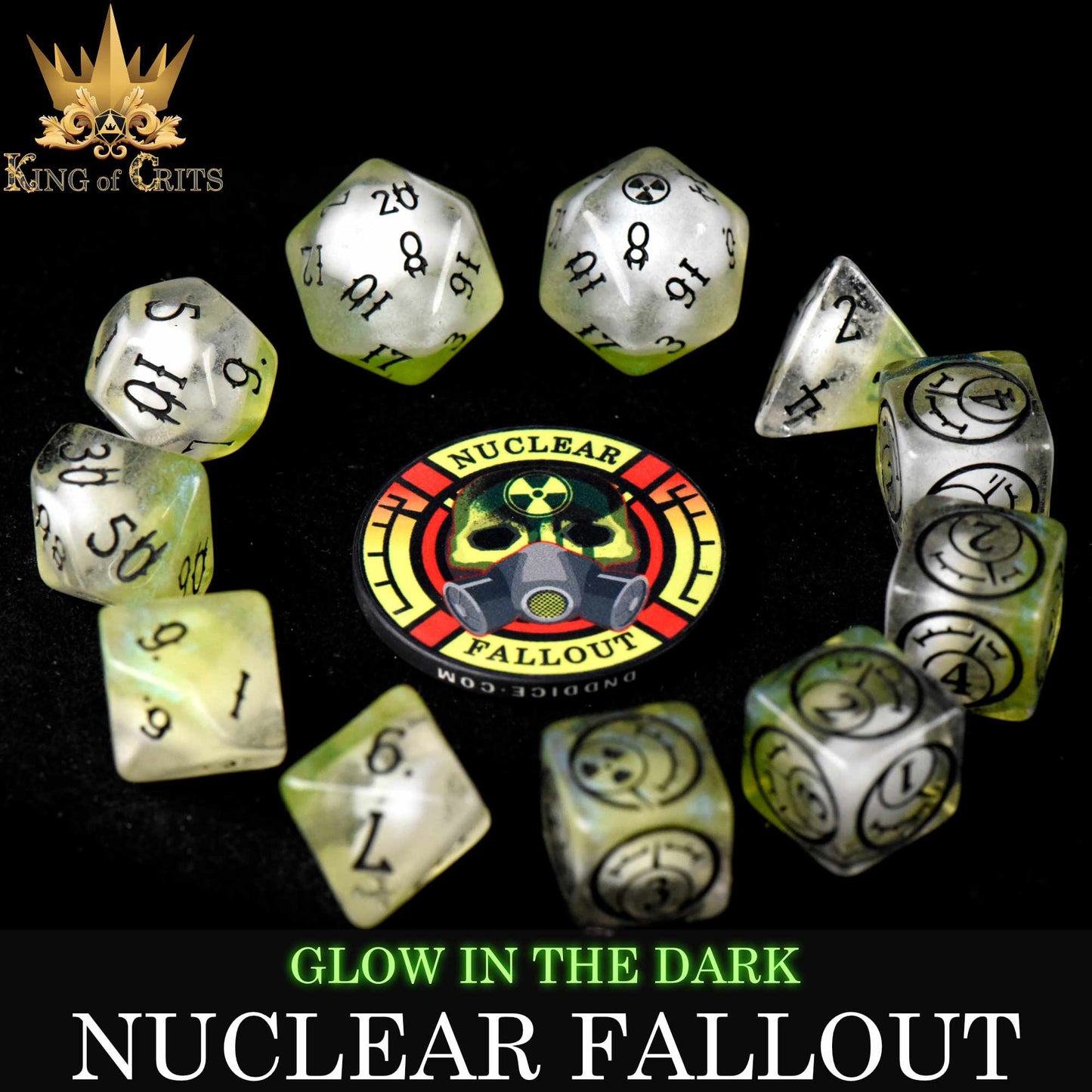 Nuclear Fallout 11 Dice Set (Glow)