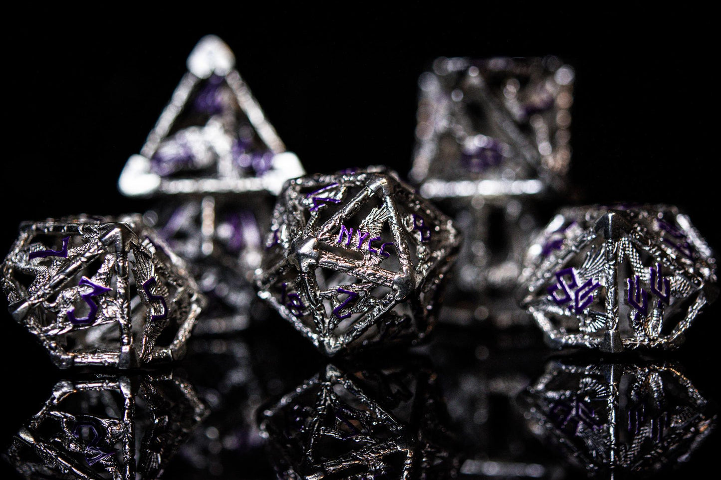 NYCC Exclusive Sterling Silver Dice Set - Purple