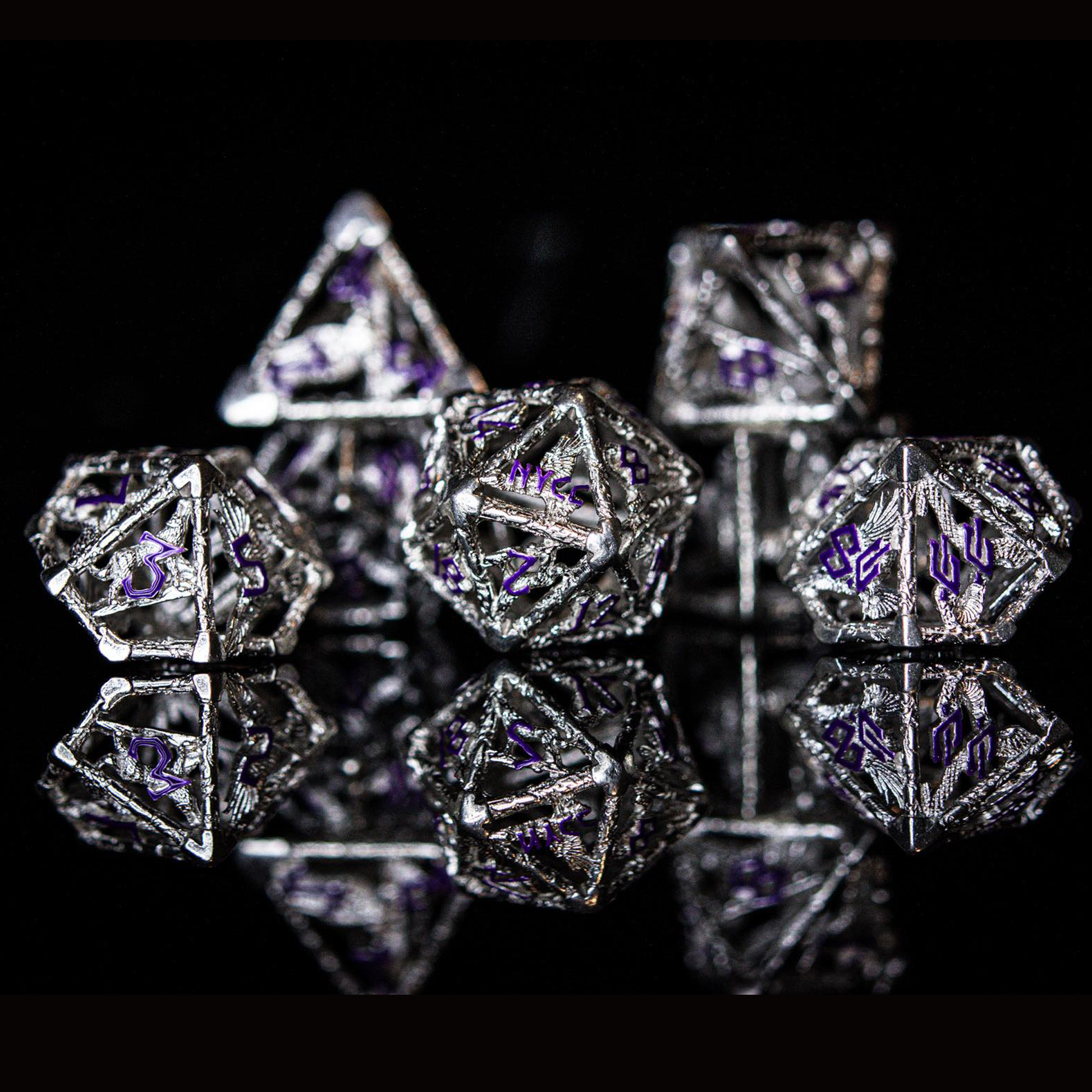 NYCC Exclusive Sterling Silver Dice Set - Purple