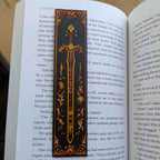 Set of 4 Celestial Gothic Sword Bookmarks – Handcrafted Fantasy Magic - Obsidian Nocturne Sword Bookmark