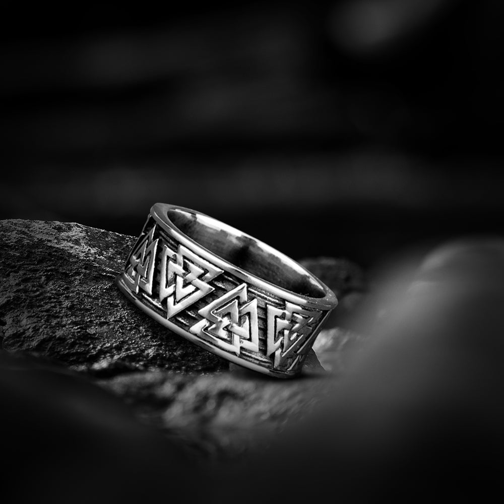 Odin's Valknut Steel Men's Viking Ring