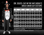 Officially Licensed Dr. Seuss Cat in Hat Adult Unisex Halloween Cosplay Costume Jumpsuit