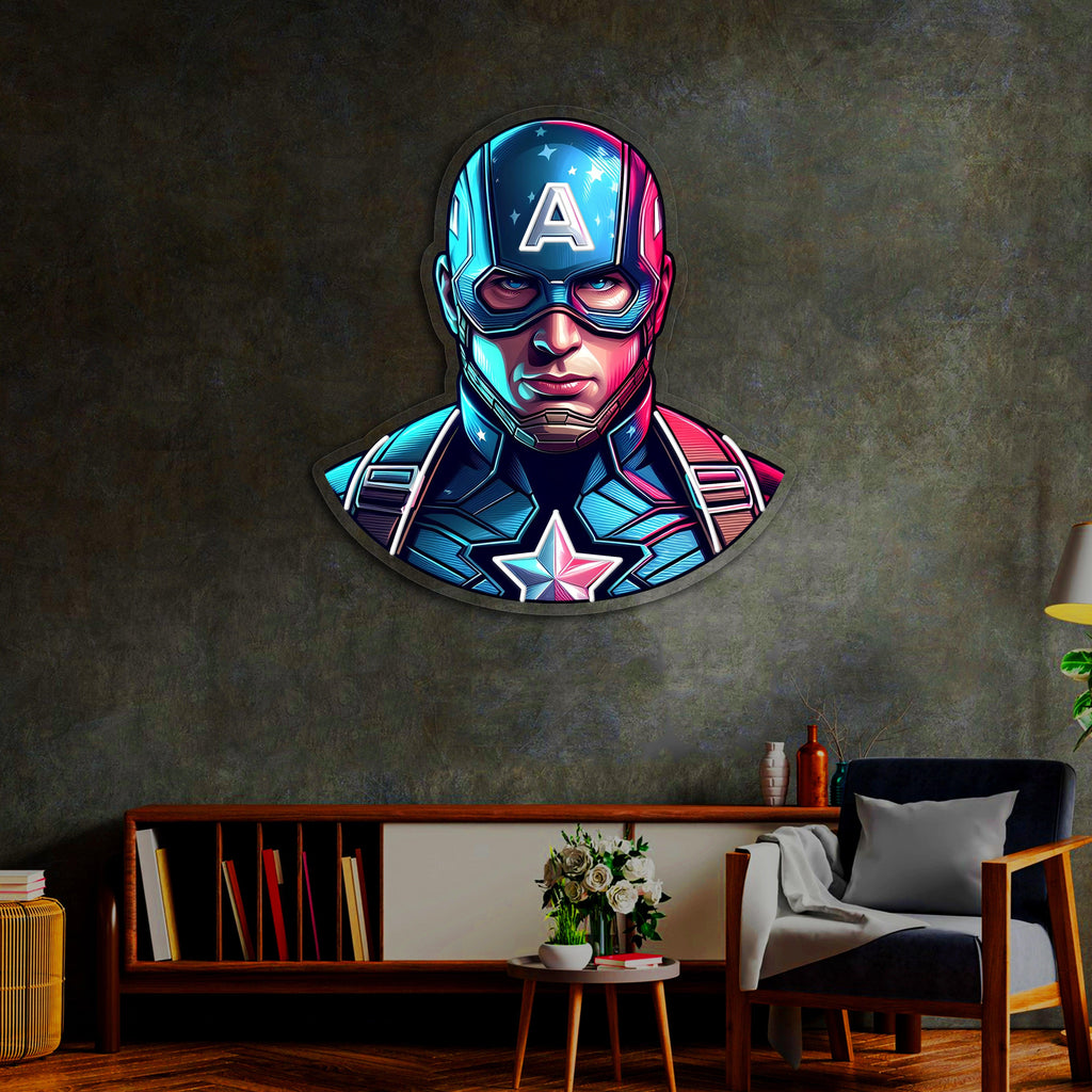 UV Printed Captain America Neon Sign,Neon Wall Art,Neon Light Sign